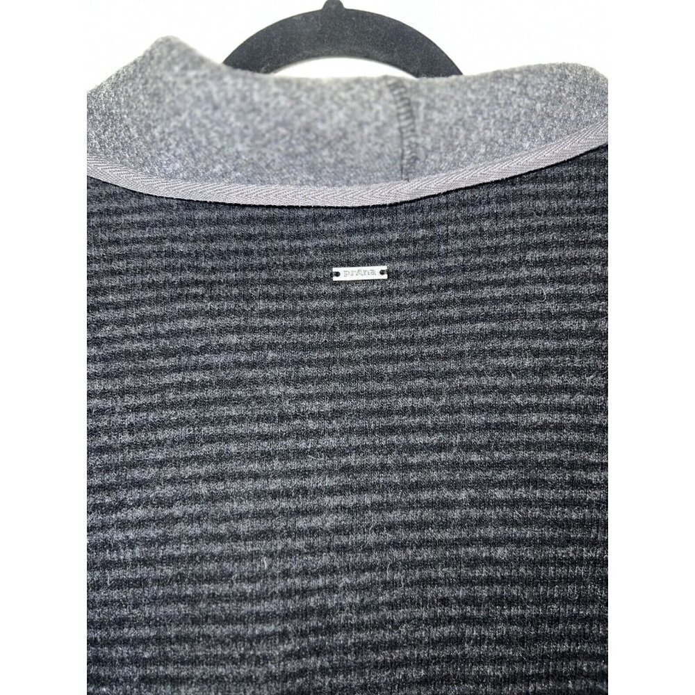 Prana Black Gray Striped Milana Wool-Blend Button-Up Cardigan Jacket Medium X1 - Picture 8 of 10